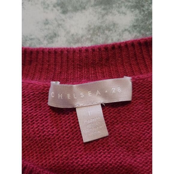 Chelsea28  Burgundy High-low Crewneck Pullover Sweater sz Large - Picture 6 of 6